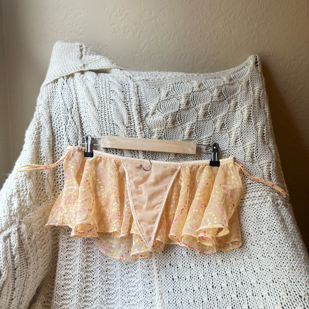 Vintage Intimates By Flora Yellow Ruffled Skirted Bikini Bottom Size Large